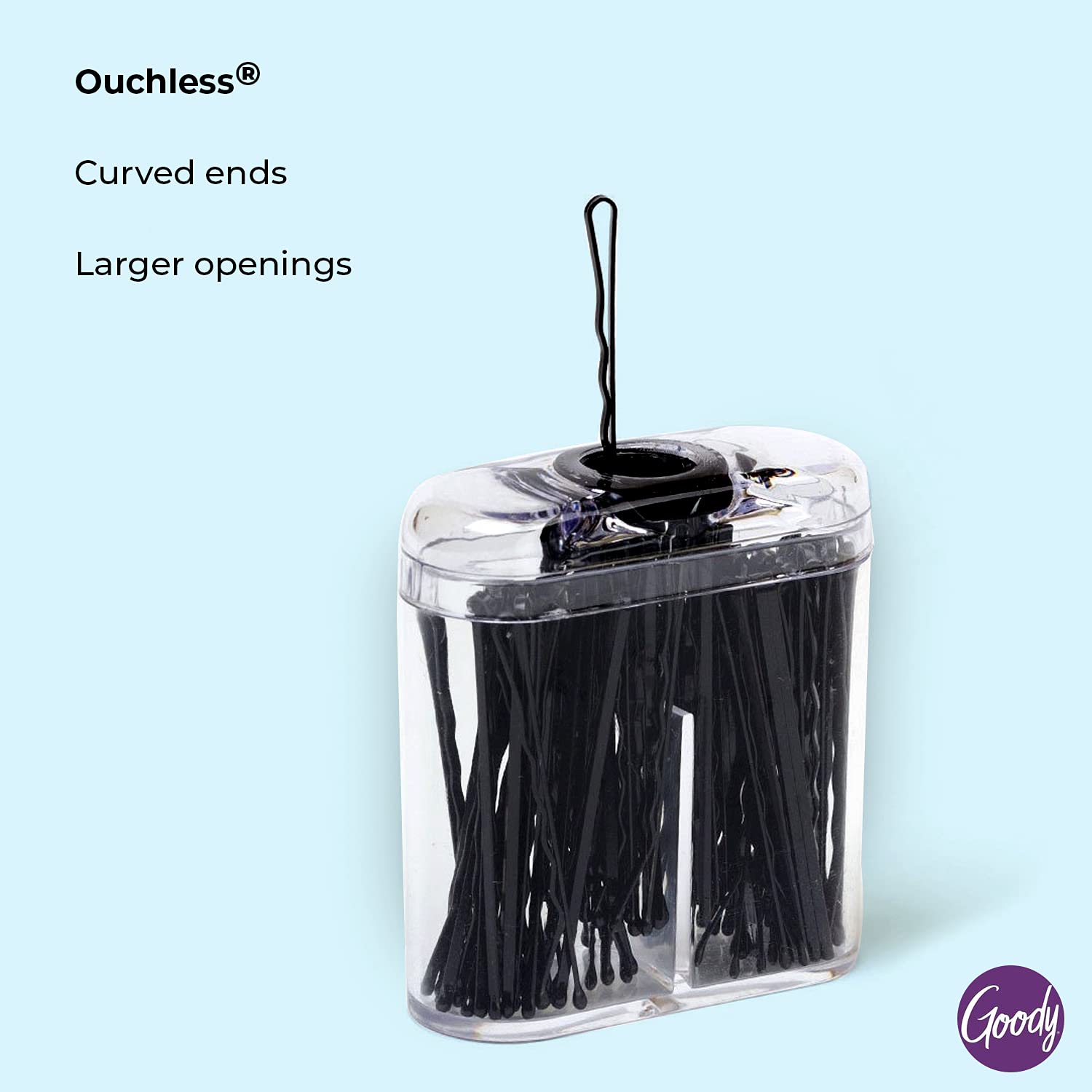 Goody SlideProof Bobby Pin Box with Magnetic Top - 75 Ct, Black Bobby Pins for Hair Styling, Lock In Style, Comfortable, Pain-Free Styling Accessories for Women & Men, All Hair Types - Image 4