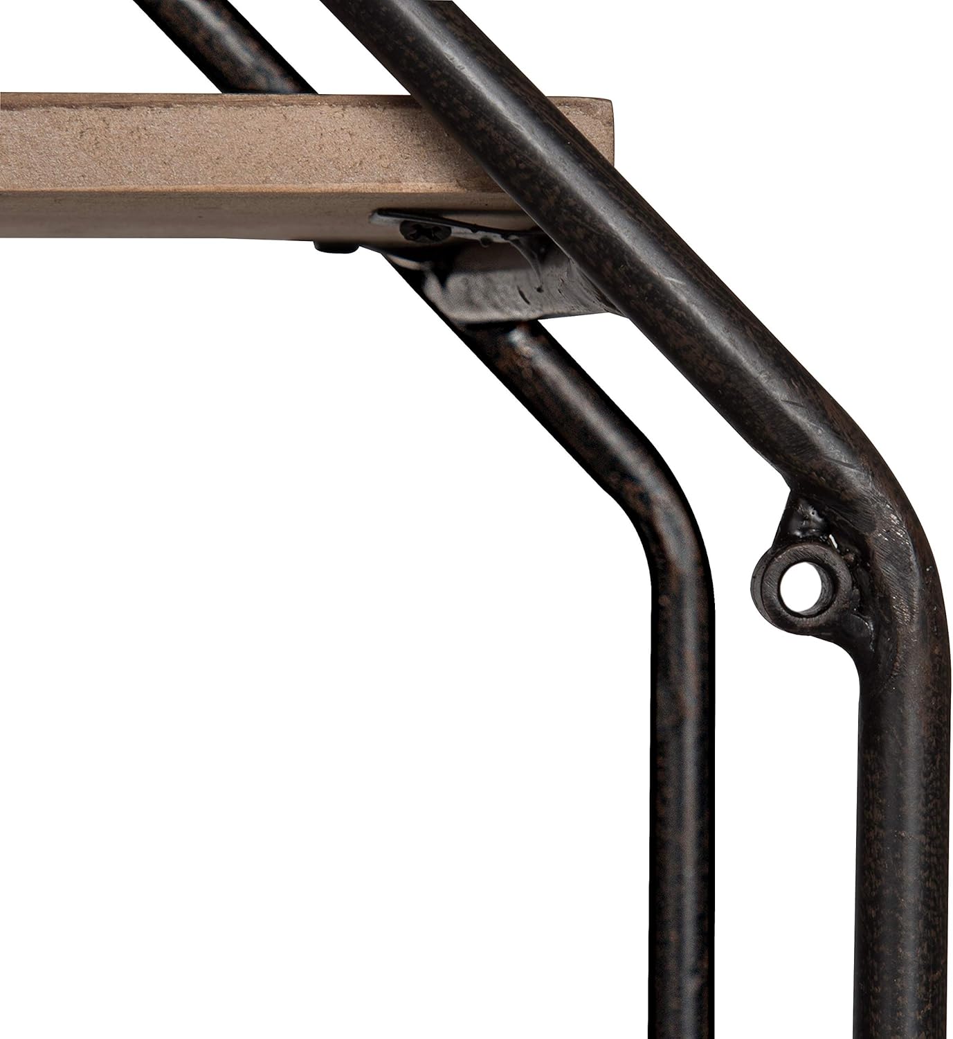 Kate and Laurel Lintz Large Octagon Shaped Floating Wood Book Shelves for Decorative Wall Display, Black Metal Frame with Rustic Brown Shelves - Image 5