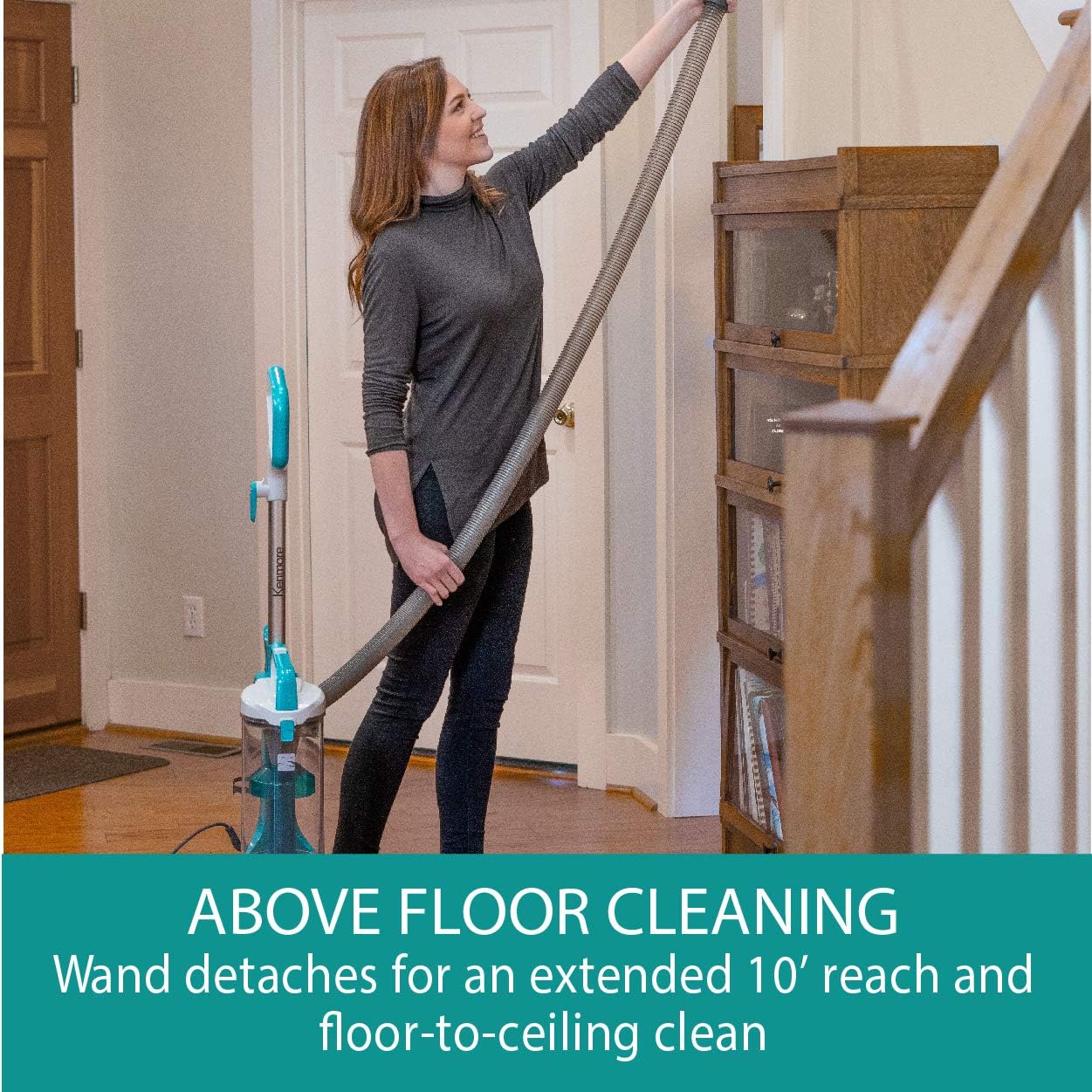 Kenmore Bagless Upright Vacuum 2-Motor Power Suction Lightweight Carpet Cleaner with 10’Hose, HEPA Filter, 2 Cleaning Tools for Pet Hair, Hardwood Floor, Green, 2 Liters - Image 3