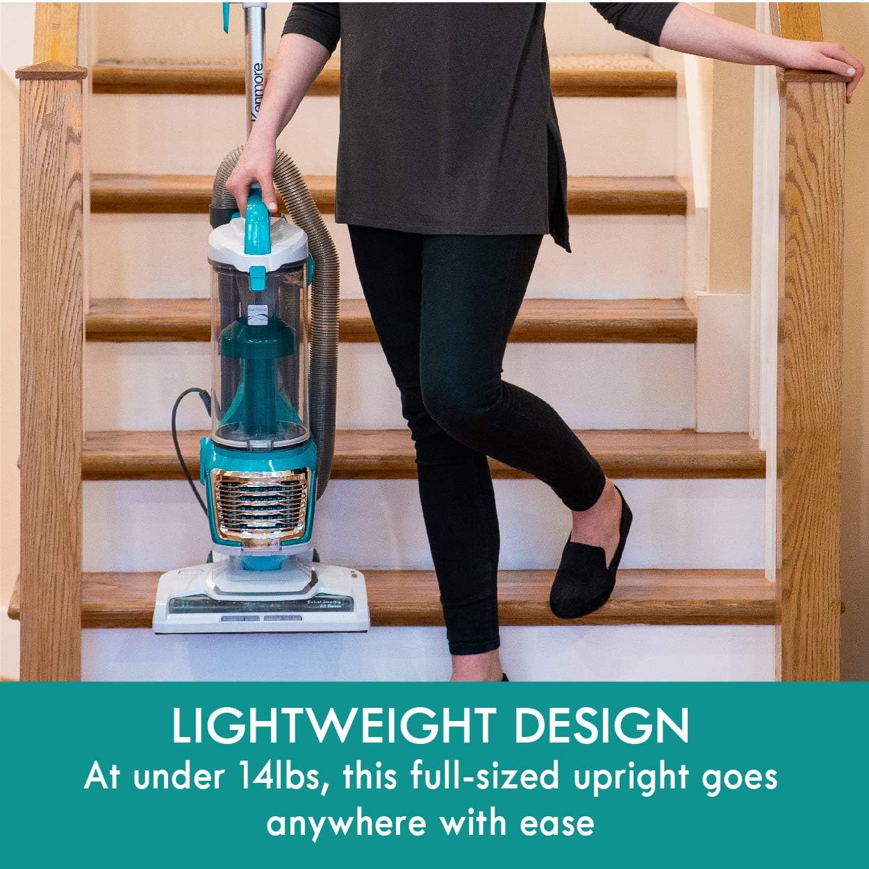 Kenmore Bagless Upright Vacuum 2-Motor Power Suction Lightweight Carpet Cleaner with 10’Hose, HEPA Filter, 2 Cleaning Tools for Pet Hair, Hardwood Floor, Green, 2 Liters - Image 4