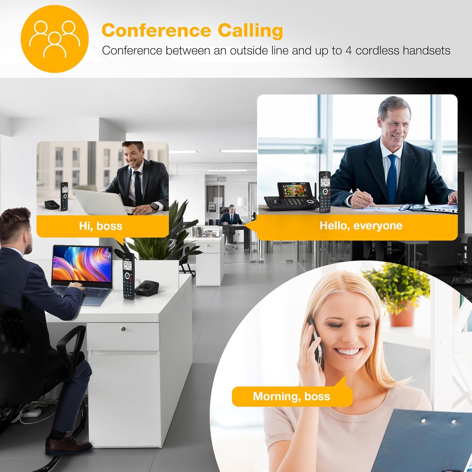 AT&T 2-Handset DECT 6.0 Cordless Home and Business Phone with Answering Machine, 5" Color Display, One-Touch Shortcut, Conference, Intercom, Smart Call Blocker, Bluetooth Connect to Cell: DLP73290 - Image 3