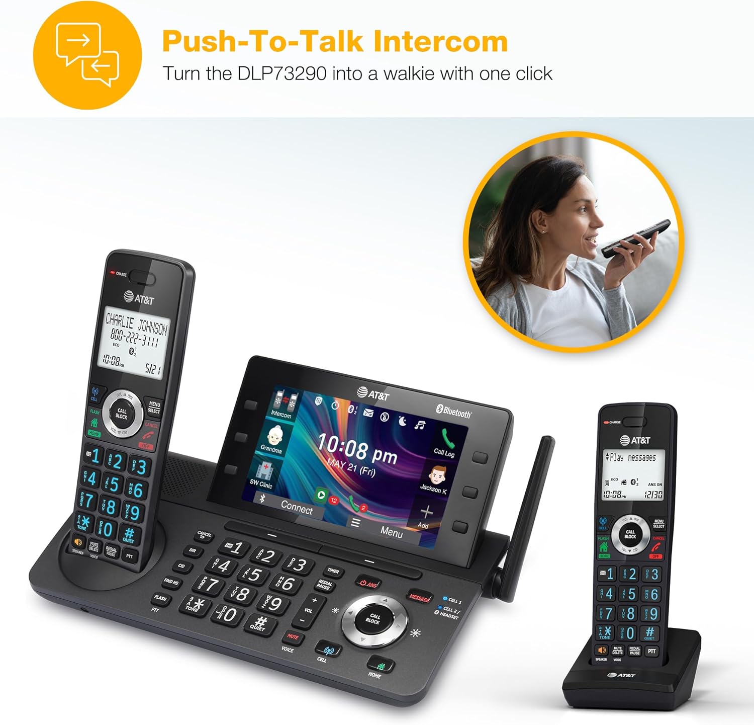 AT&T 2-Handset DECT 6.0 Cordless Home and Business Phone with Answering Machine, 5" Color Display, One-Touch Shortcut, Conference, Intercom, Smart Call Blocker, Bluetooth Connect to Cell: DLP73290 - Image 7