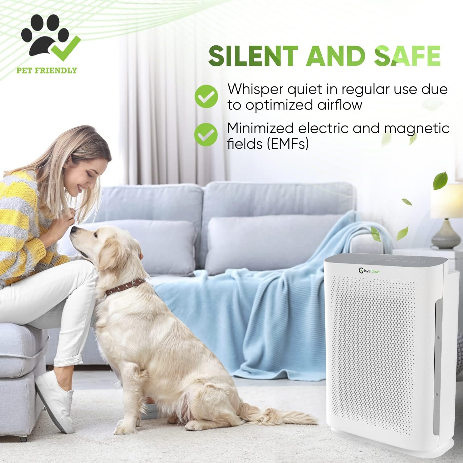 Air Purifier for Home Allergies & Pets | 4-in-1 H13 True HEPA Filter/Ionizer/Carbon + UV Light | Portable Air Purifiers for Large Room & Bedroom Odor Elimination - InvisiClean Aura II - Image 3