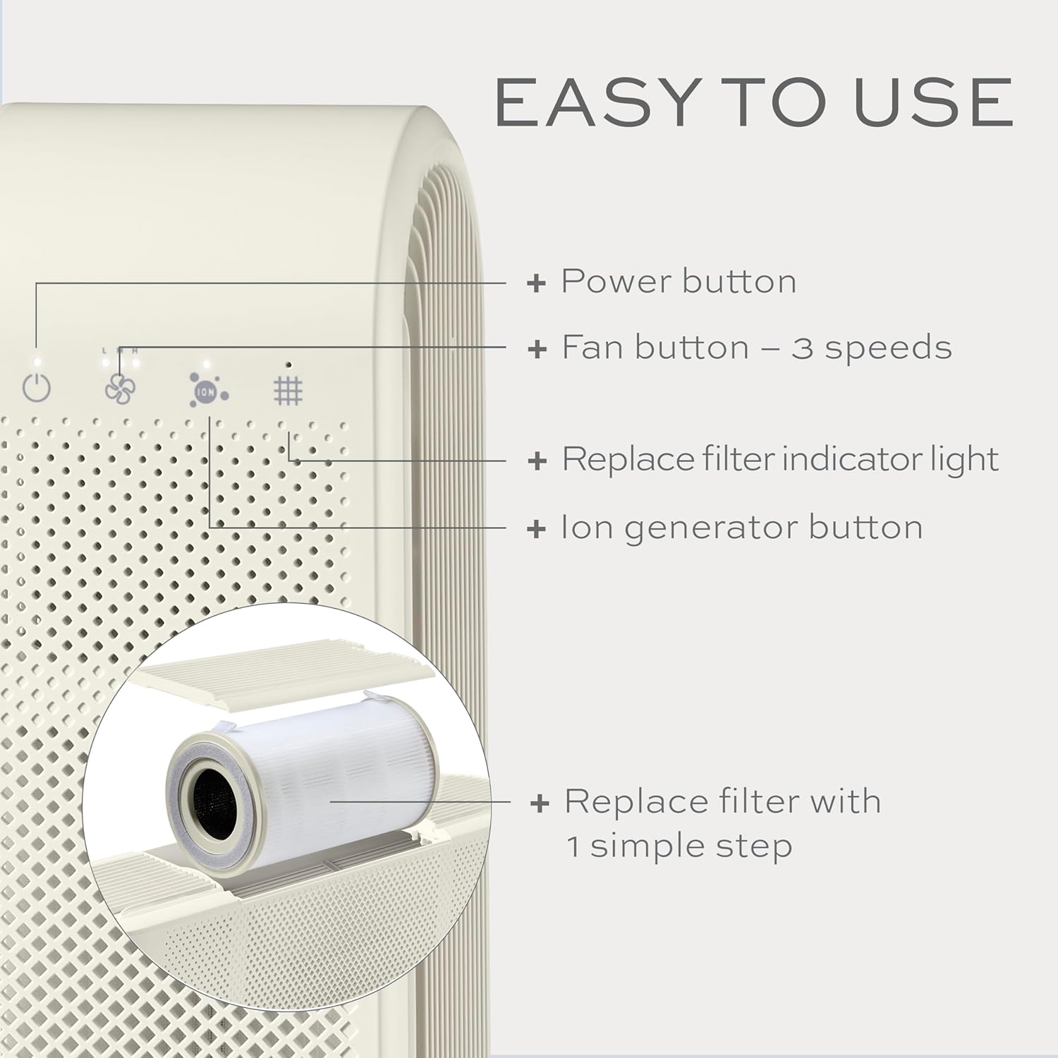 Conair Air Purifier, HEPA Air Filter, Purifier for Allergies, Dust, Pollen, Odor Control,Medium Sized Rooms up to 200 Sq. Ft. - Image 3