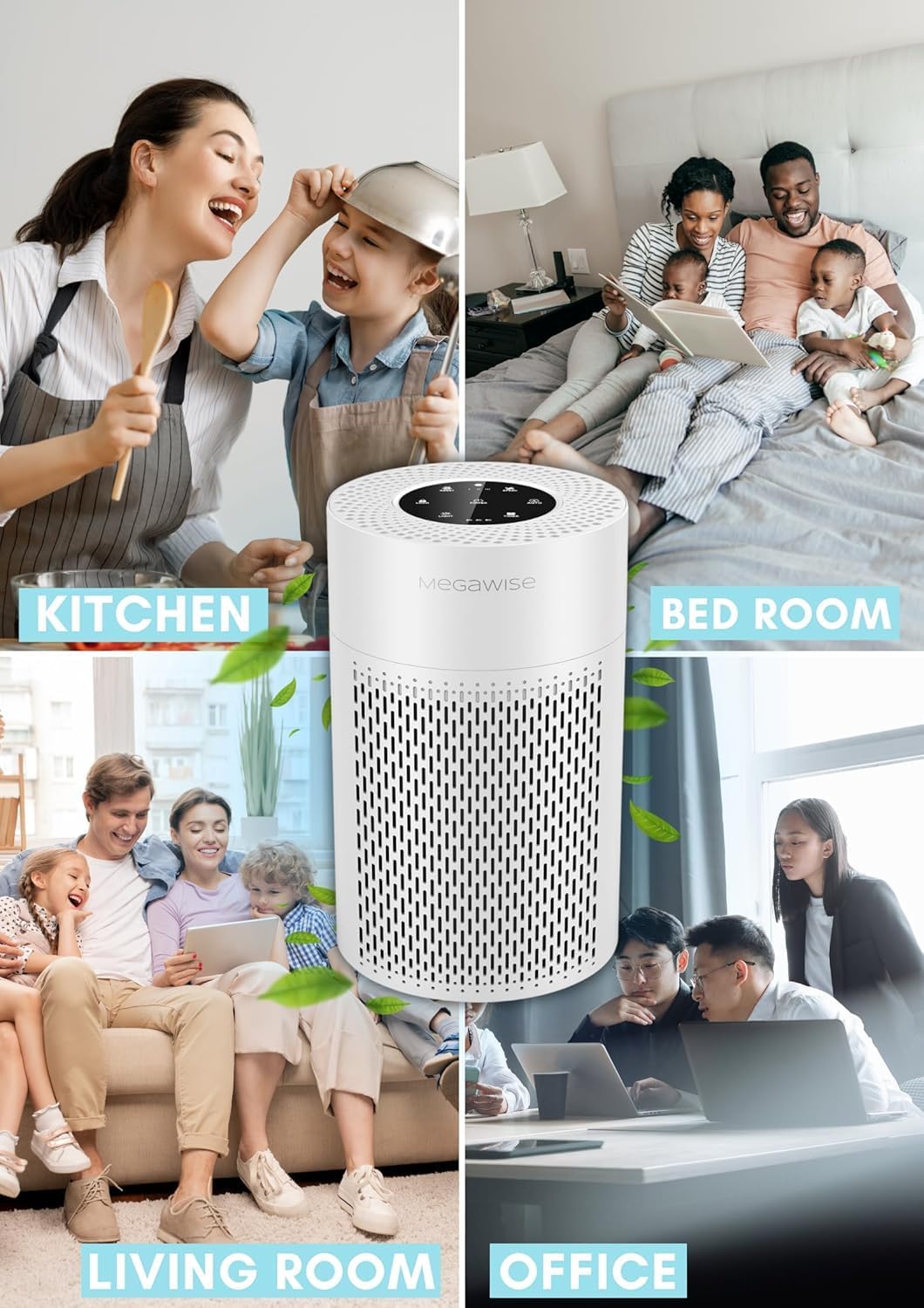 MEGAWISE 2025 Updated Version Smart Air Purifier for Home Large Room up to 1076ft², H13 True HEPA Filter with Smart Air Quality Sensor, Sleep Mode, Quiet for Smoke, Pets Hair, Odors, White - Image 5