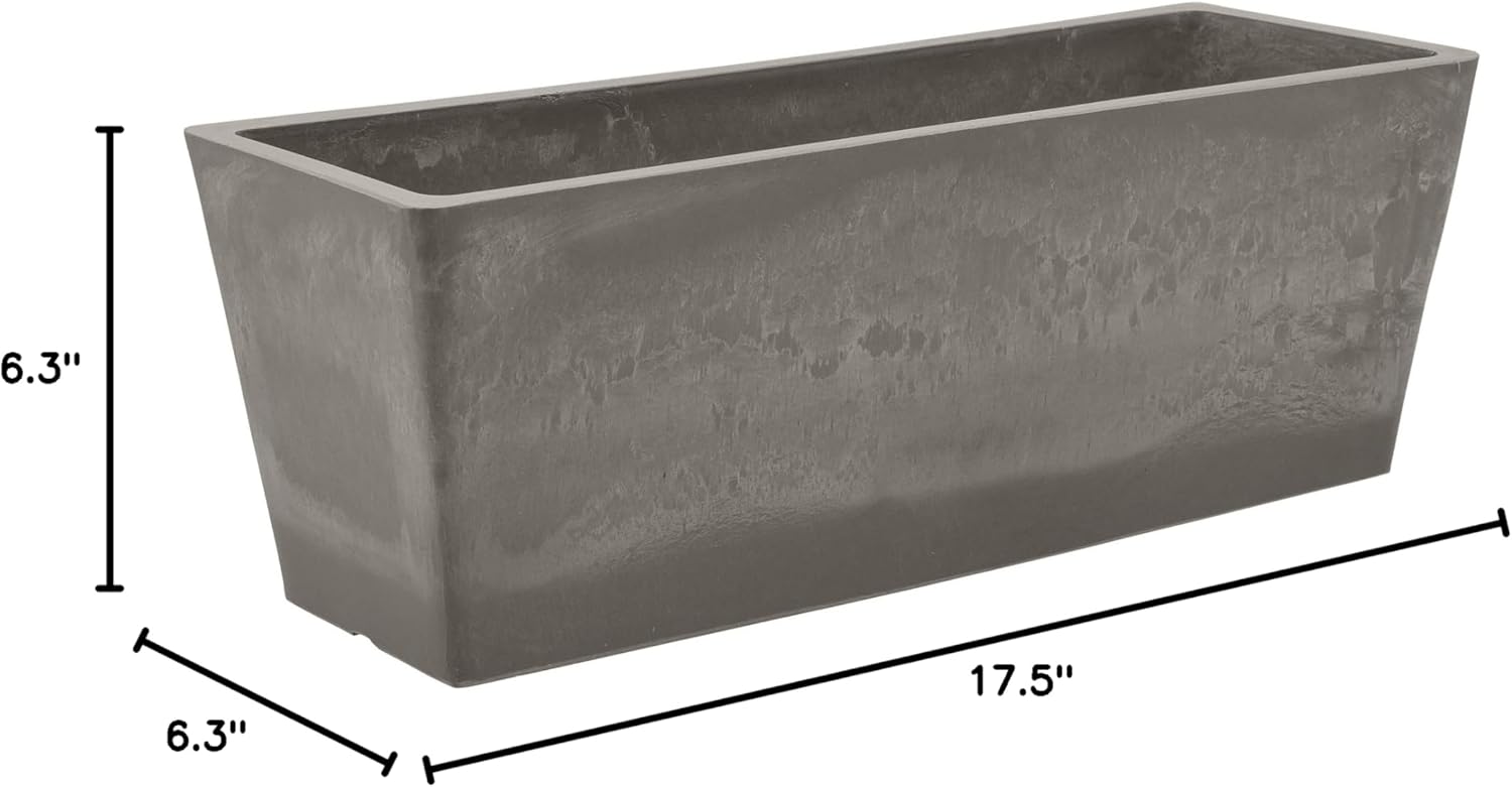 Arcadia Garden Products PSW U45CT Plastic/Stone/Wood Composite Simplicity Window Box, No Drainage Hole (Drillable), 17.5" x 7" x 6", Cement Color - Image 5