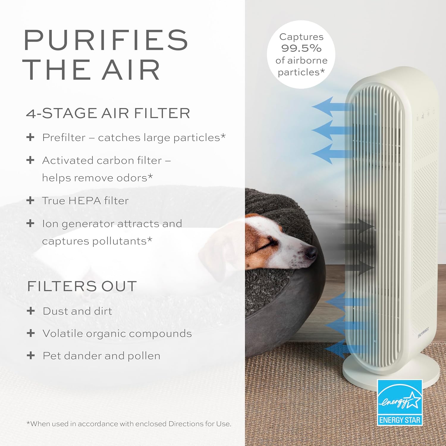 Conair Air Purifier, HEPA Air Filter, Purifier for Allergies, Dust, Pollen, Odor Control,Medium Sized Rooms up to 200 Sq. Ft. - Image 2