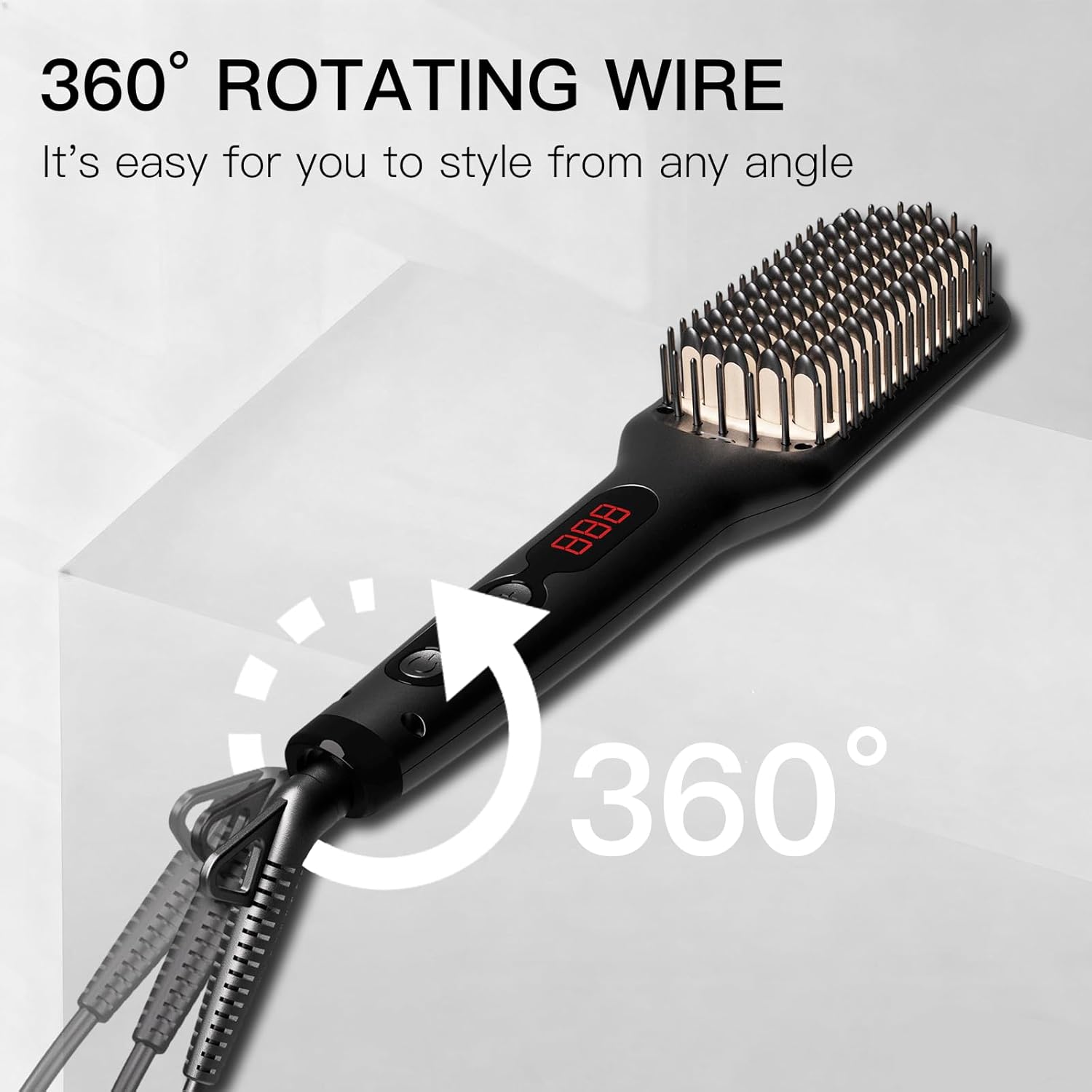 MEGAWISE Pro Ceramic Ionic Hair Straightener Brush for Home Salon | MCH Fast 20s Heating Tech with Auto-Off Safety | Anti-Scald with Universal Dual Voltage | Rotatable Power Cord - Image 2