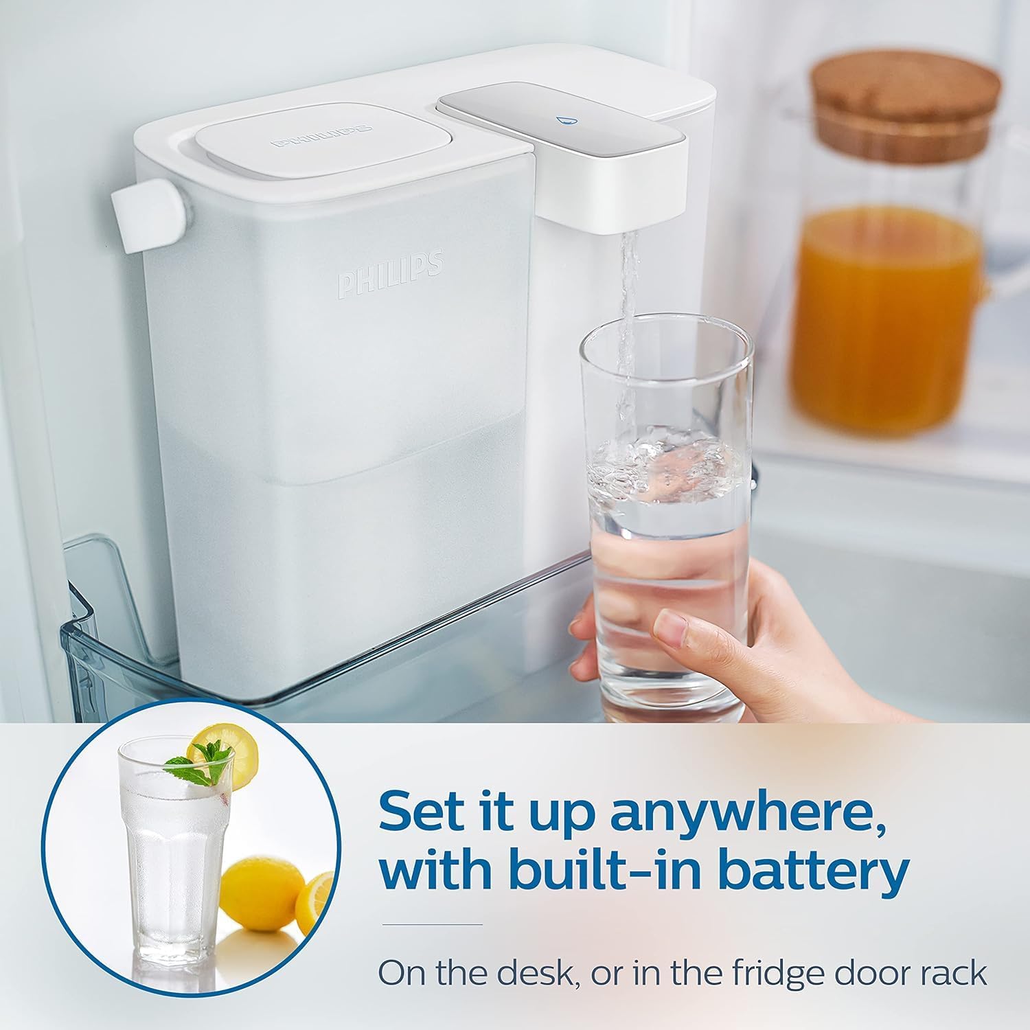 PHILIPS Water Filter Pitcher, GoZero Next-gen Instant Water Purifier Filter Dispenser with Rechargeable Battery Mirco-X Clean Tech, Reduce Chlorine Lead Copper for Fridge Door 12Cup 3Filter for 9month - Image 2