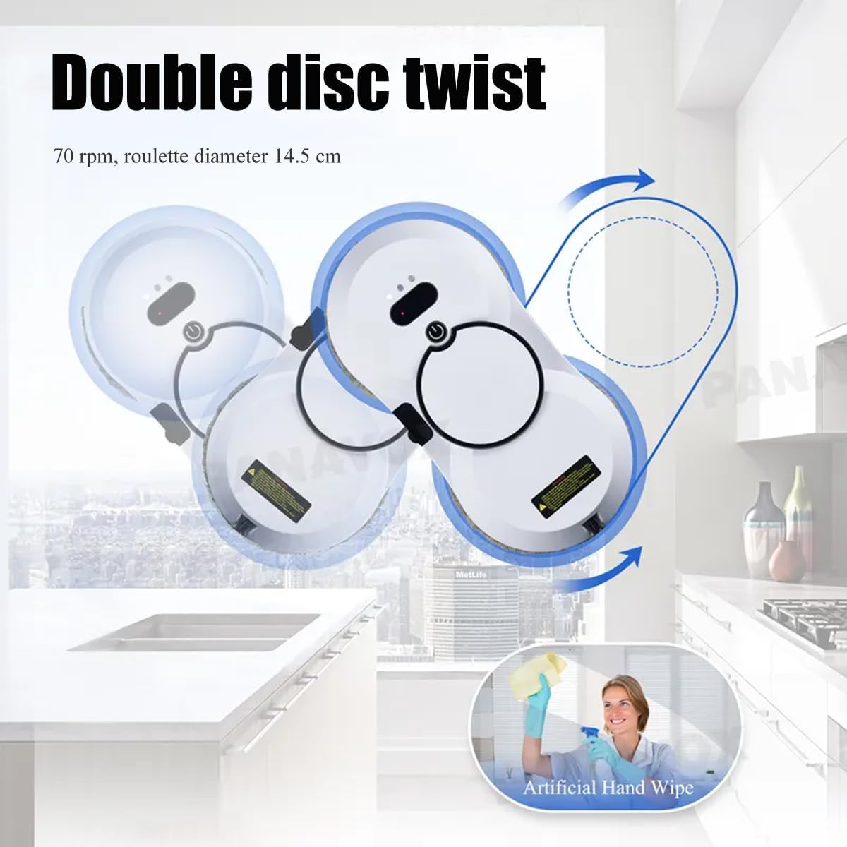 Smart Glass Cleaning Robot, 5600Pa Strong Suction Window Cleaning Robot, Power Outage Protection, Edge Detection, Suitable for Outdoor and Indoor high-Rise Windows, with Various Accessories - Image 2